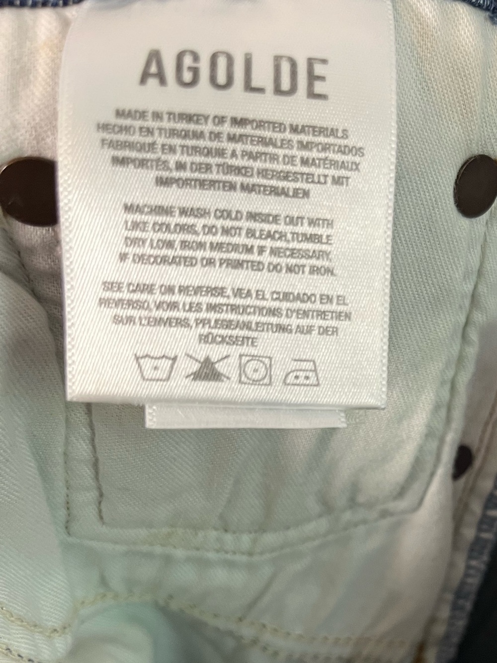 AGOLDE Riley button fly medium wash jeans sz 27 straight crop high rise - Picture 7 of 8
